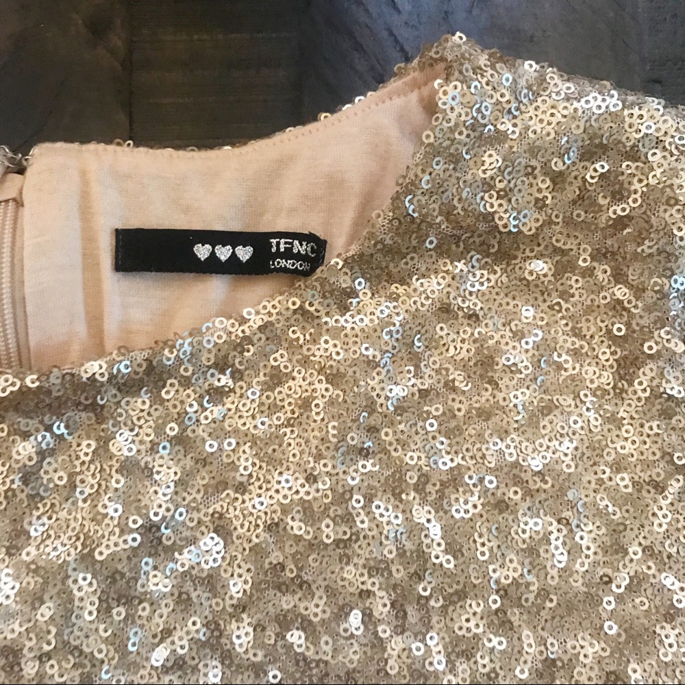 TFNC Gold Sequins Quarter Sleeve Dress